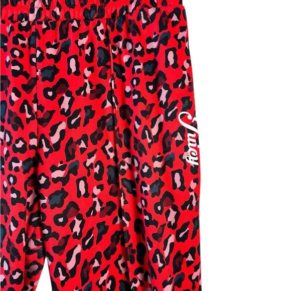 Juicy Couture Black Label Tracksuit Set Red Leopard Print Hoodie Pants Y2K Retro
